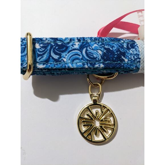 Lilly Pulitzer Blue Dog Collar Mermazing Size Small To Medium Logo Charm New - Picture 3 of 5